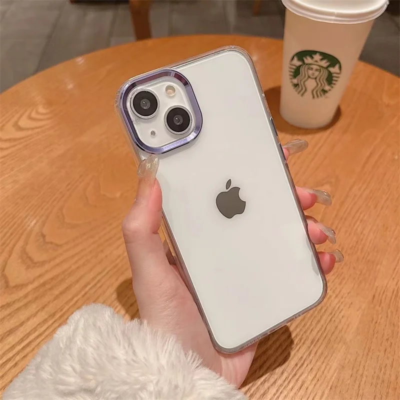 aluminum metal frame lens protection clear acrylic case for iphone 13 pro max