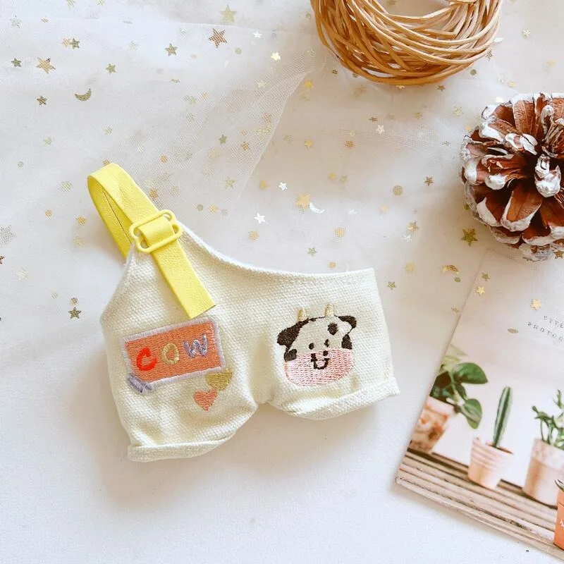 17cm Plushie Doll Clothes Bear Overalls Striped T-shirt Kpop Doll Clothing