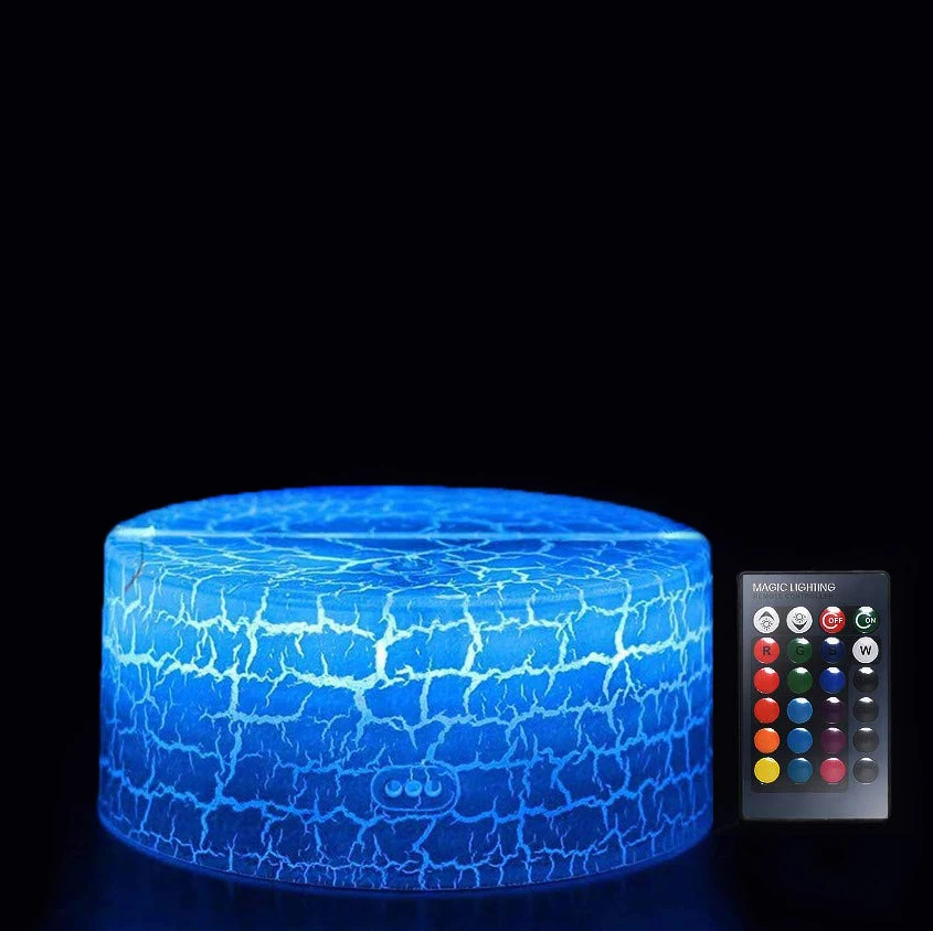 16 colors changeable creative 3D illusion night light crack base led lamp base