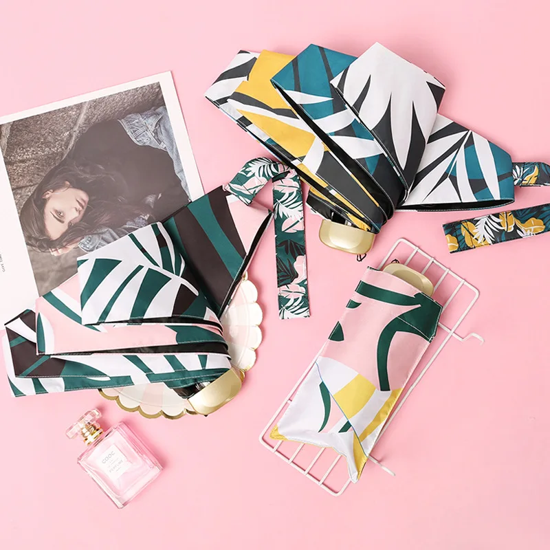 Half folding umbrella pocket umbrella sunny rain dual-purpose female small fresh custom sunshade