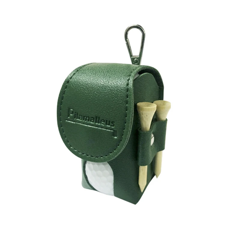 Golf Ball  And Tee Bags Hold Double Balls Pouch Waist Belt Carry Bag Portable Golf Ball Holder Bag PU Leather Gift For Friend