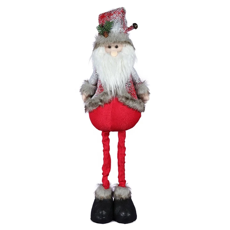 32 inch indoor red and grey christmas decorations doll plush santa snowman reindeer with telescopic legs