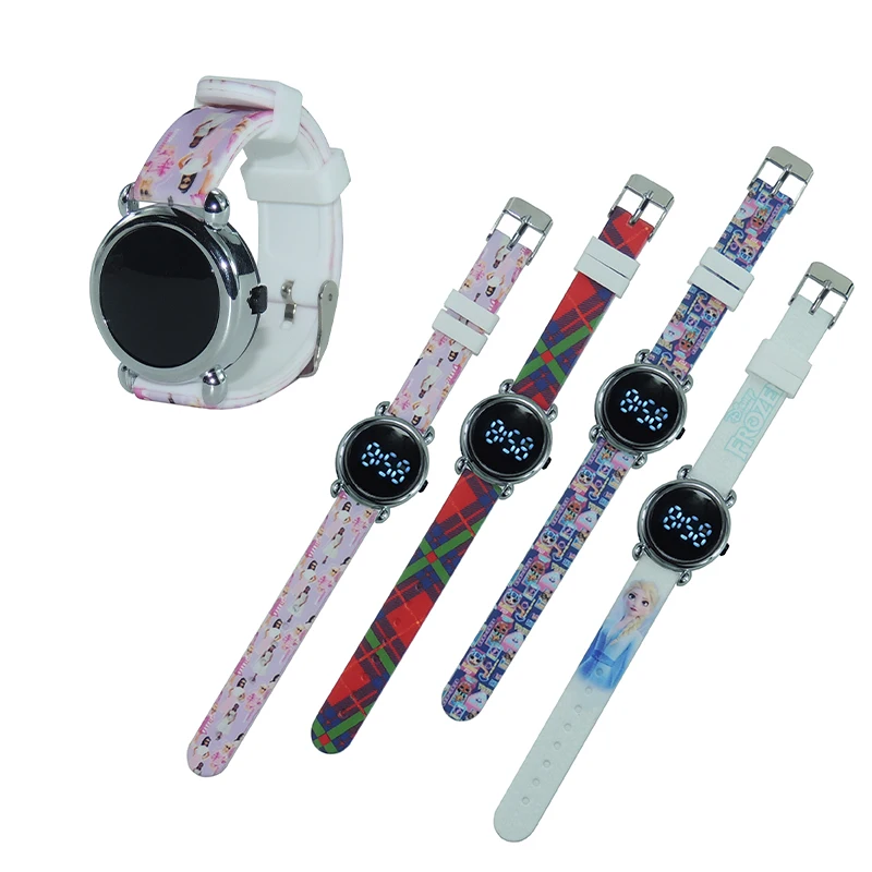 Оптовая продажа низкая цена детские часы милые узоры светодиодные
