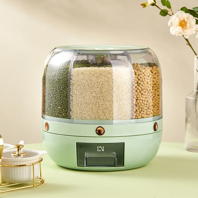 Kitchen Storage 360 Degree  Rotating Food Dispenser Measuring Cylinder With Lid Moisture Resistant Household