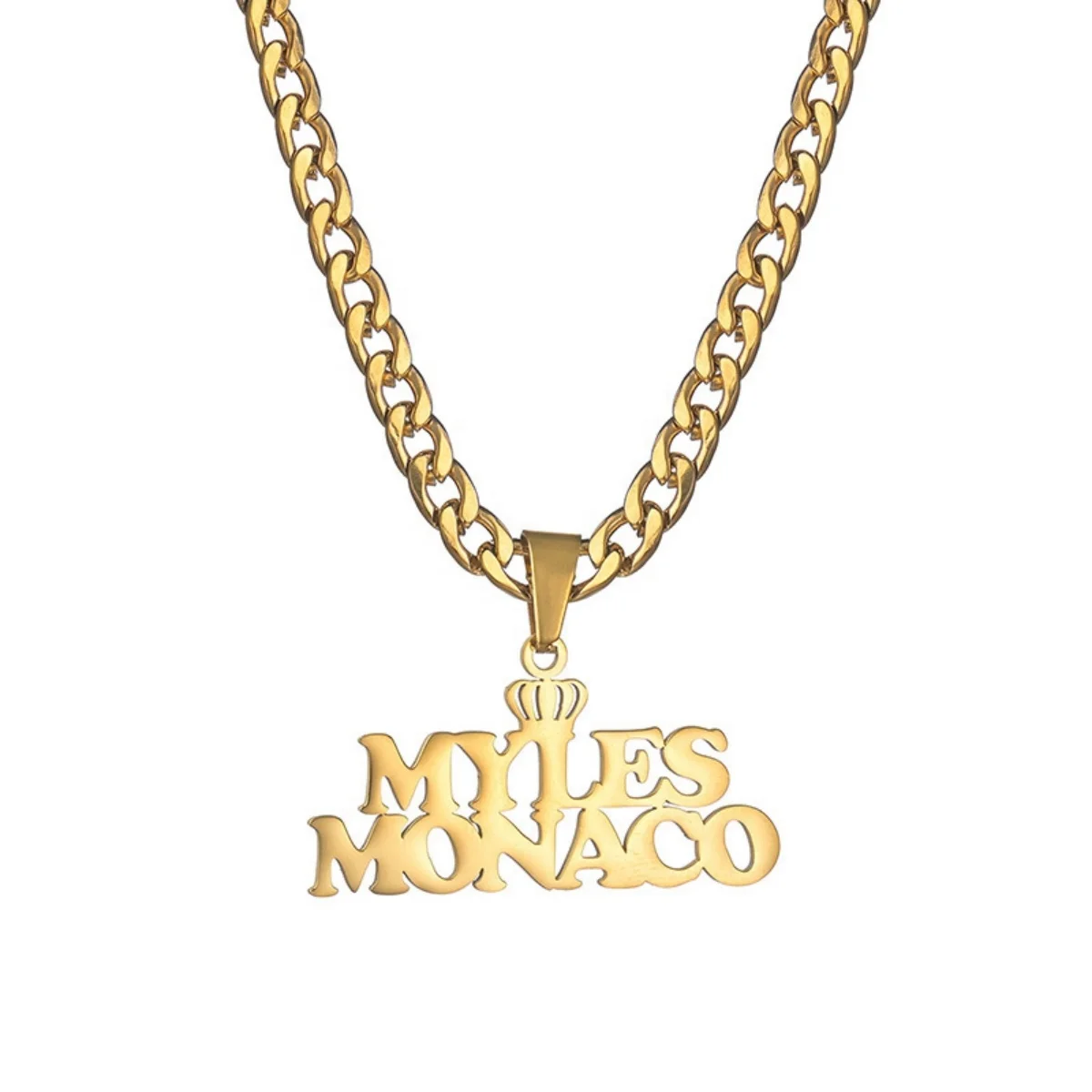 Baseball Women Men Couple Fashion Charm Name Cuban Necklace Stainless Steel Personalised Jewelry Pendants For Necklace