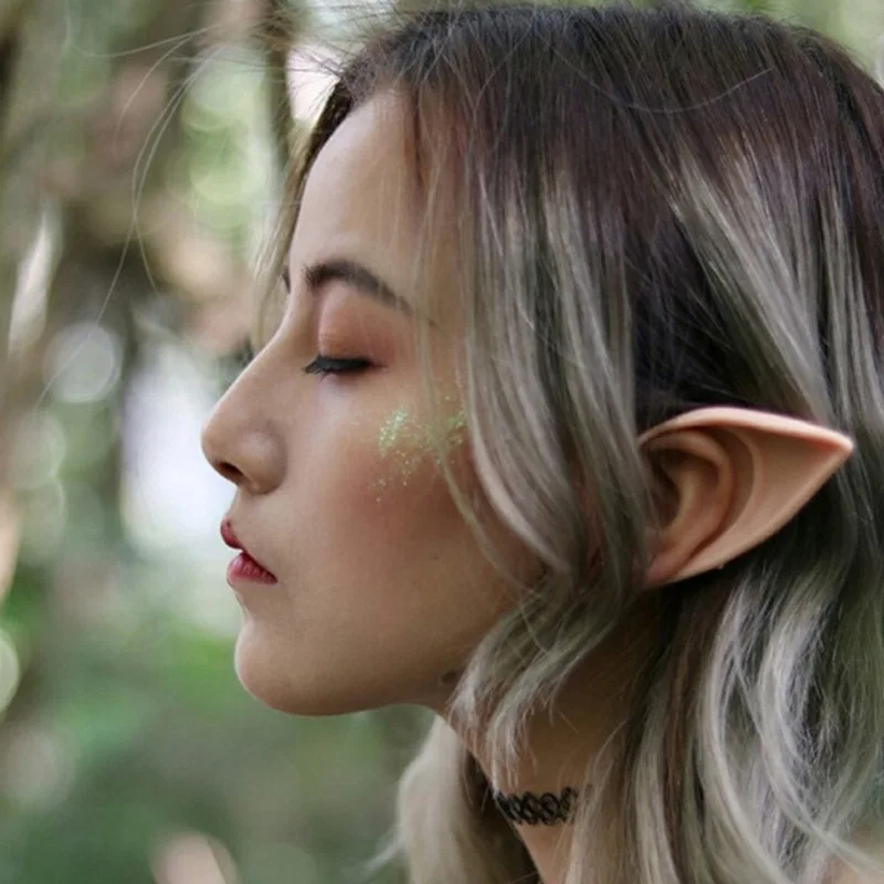 Halloween Party Anime Fairy Cospaly Vampire Ears Avatar Latex Soft Elf Ears Dark Skin
