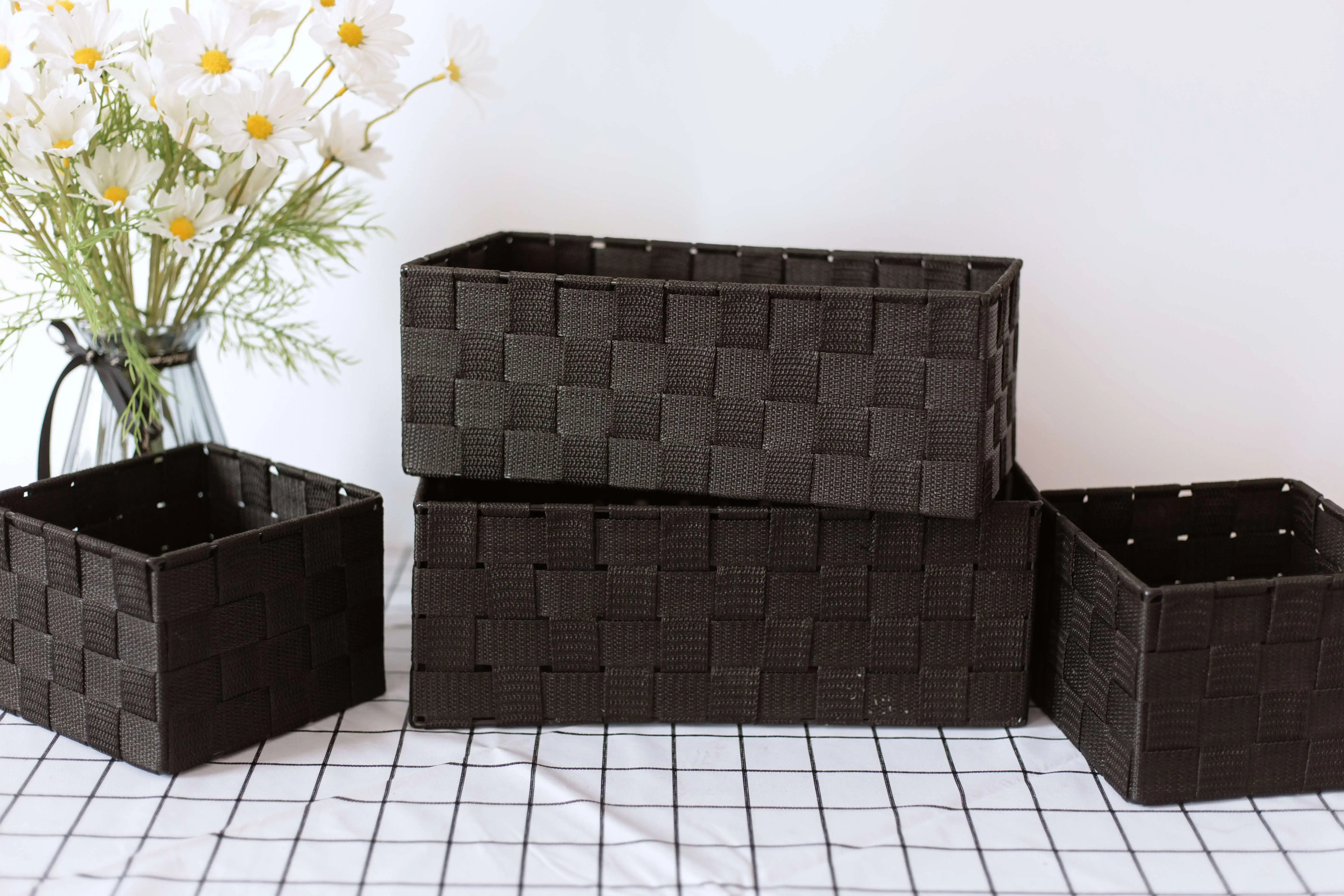 Wholesale Handmade PP Strap Non-Woven Polypropylene Decorative Weaving Basket