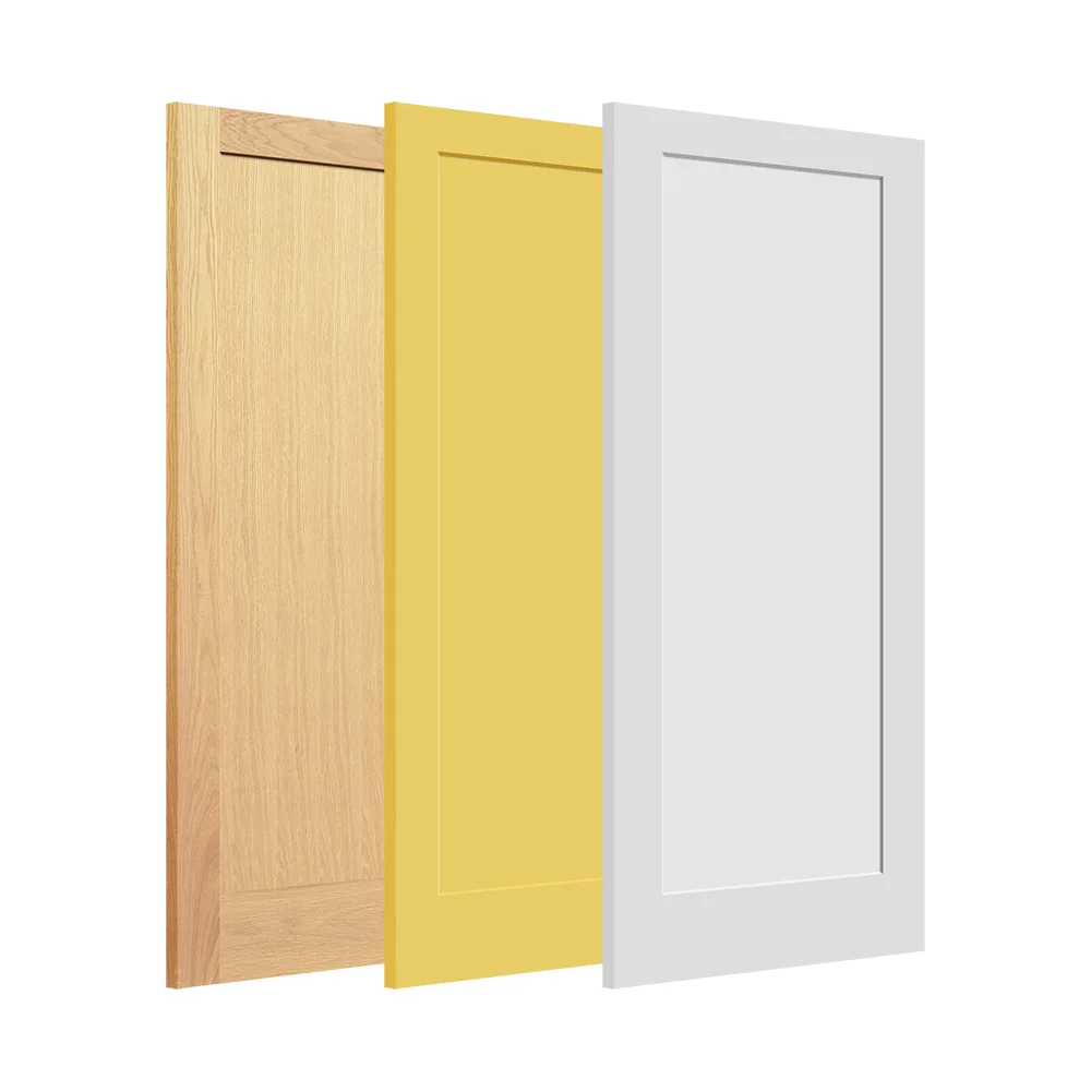US style modern white primed 1 panel solid core interior wooden MDF shaker doors for apartment