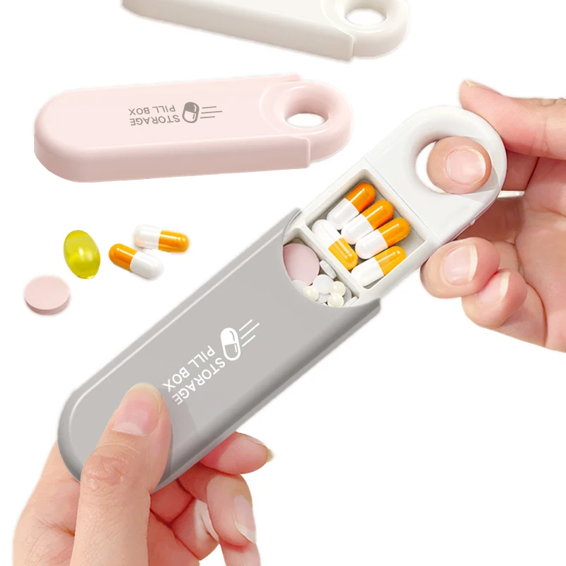 Portable Nordic Style Fashionable Medicine Box Plastic 3 Grids Dispensing Storage Kit Organizer for Tablets and Pills