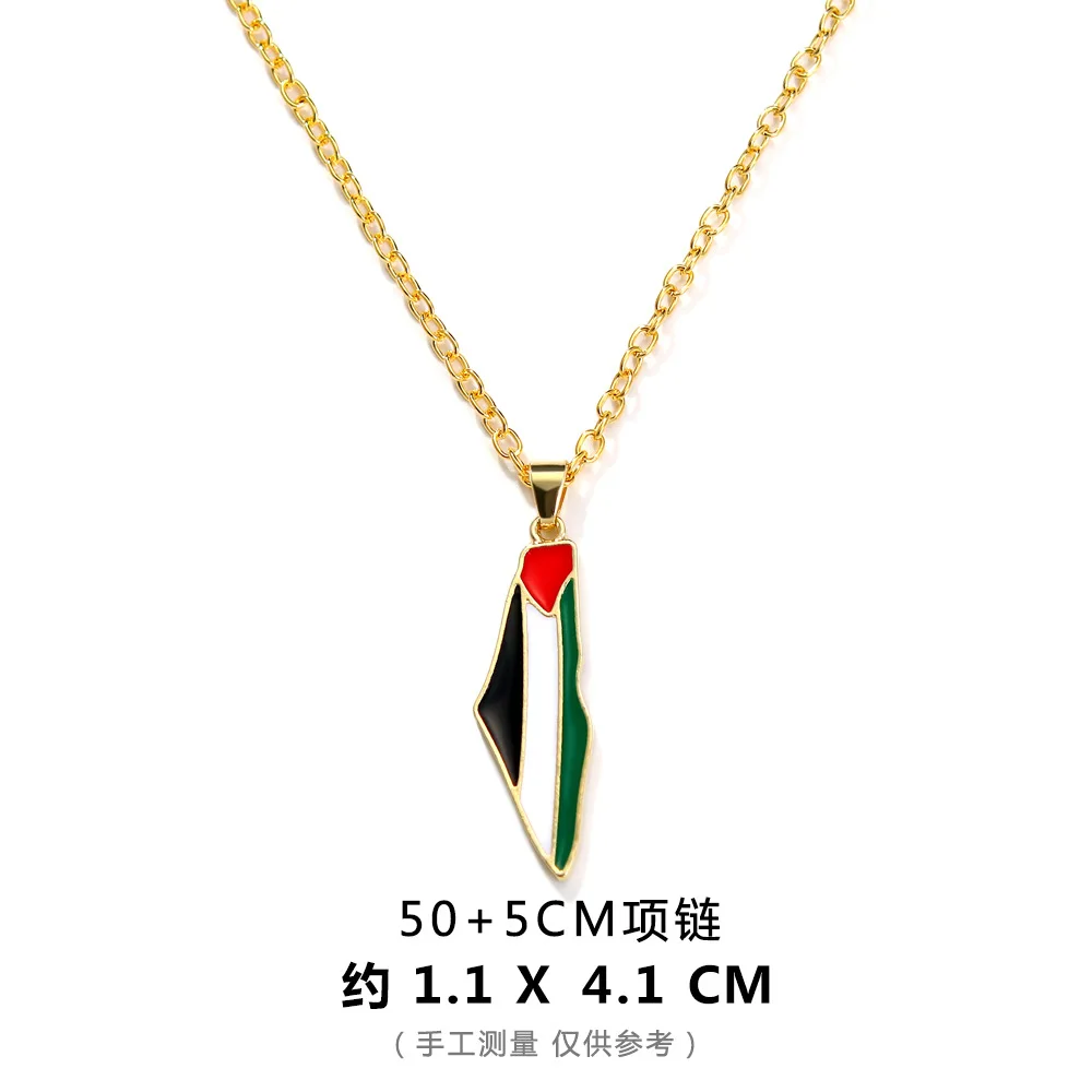 Metal Palestine Map Necklace Pendants  Jewelry Gift Enamel Free Palestine Amulet Necklace