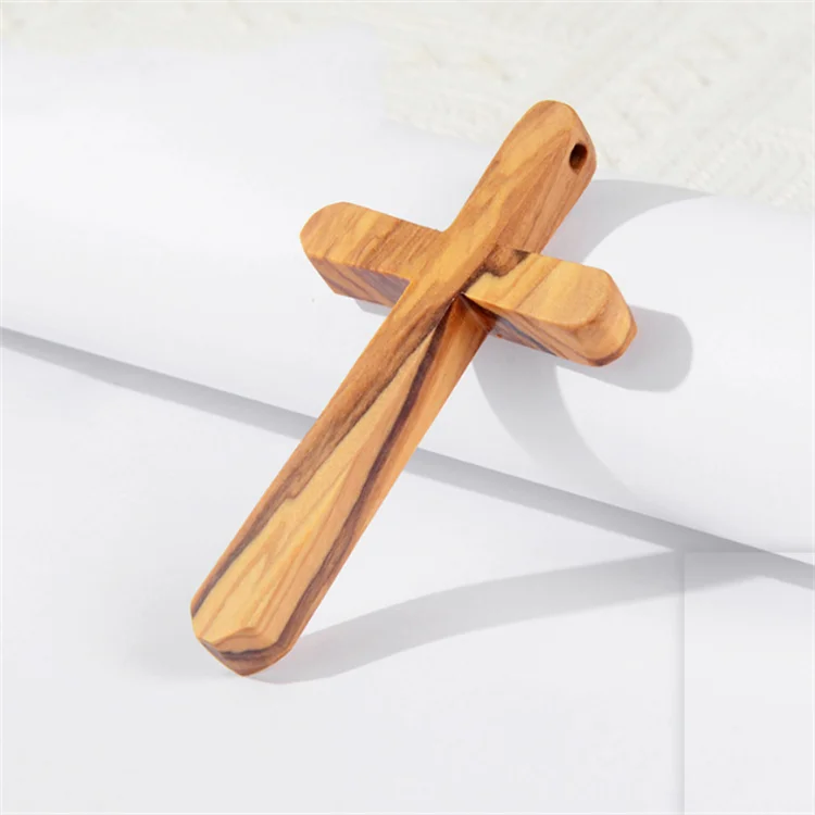 Factory wholesale custom handmade 100 Small Olive Wood Comfort Crosses  Religious Gift for Kids and Adults