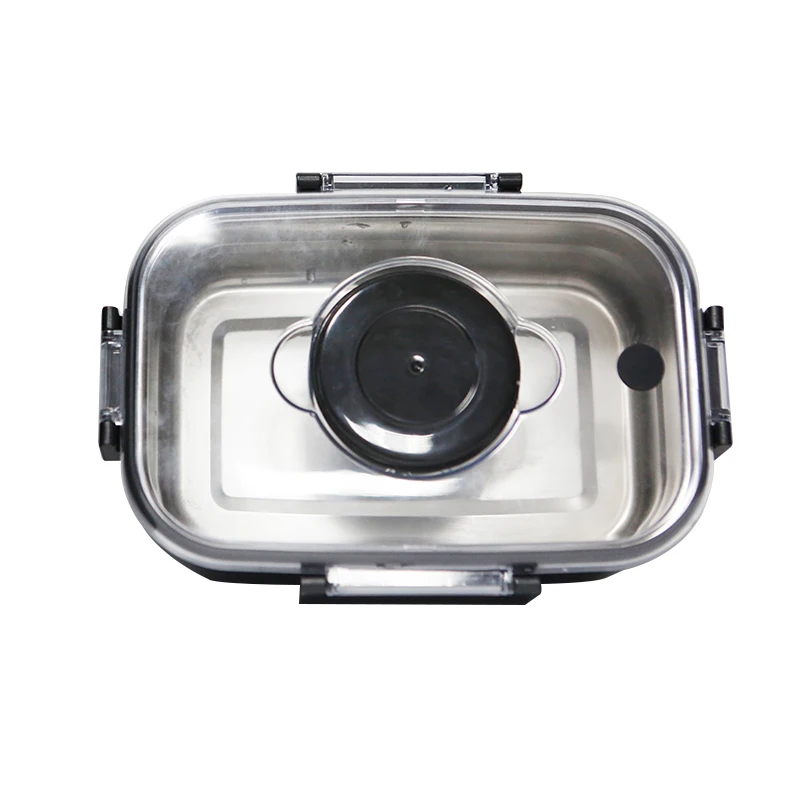 Stainless steel sealed square single layer fast food plate student children portable outdoor lunch box