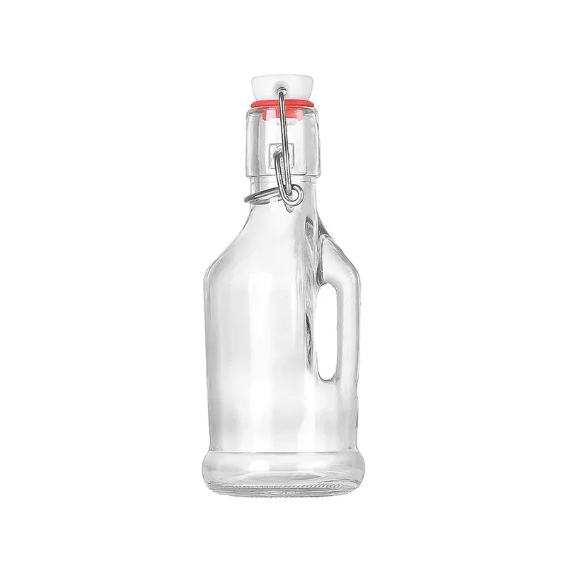New Design Clear Swing Top Beer Brewing Bottle With Handle for Fermentation Kombucha Kefir Juice Tea 8oz 16oz