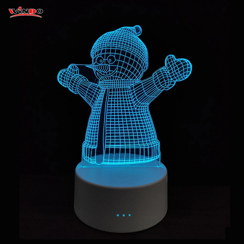 Winbo Hot Sale New Romantic 3D USB LED Lamp 3 Colors Change Mood Desk Night Light With Remote