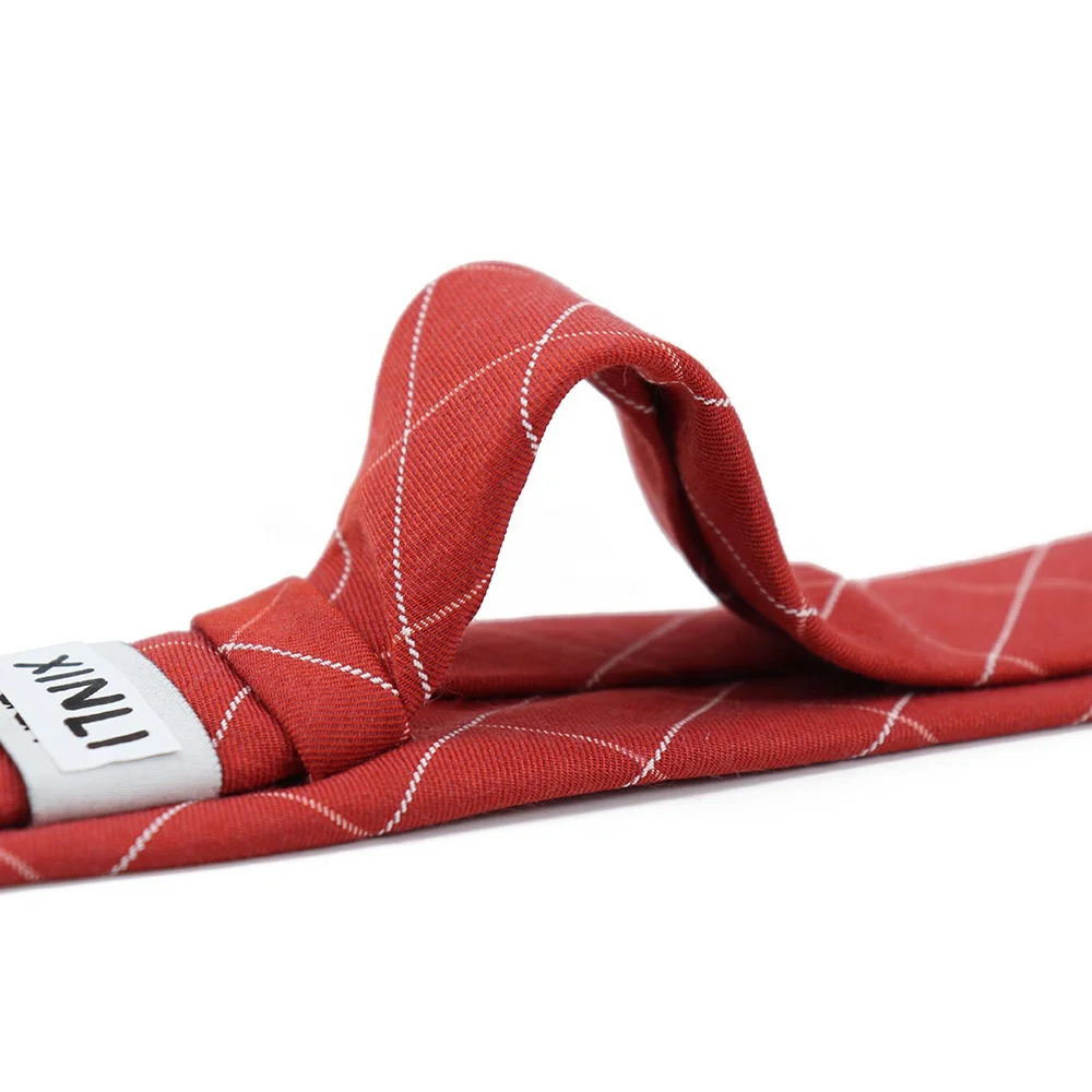 Suppliers high quality red plaid cotton slim neckties woven jacquard wholesale school necktie for girls