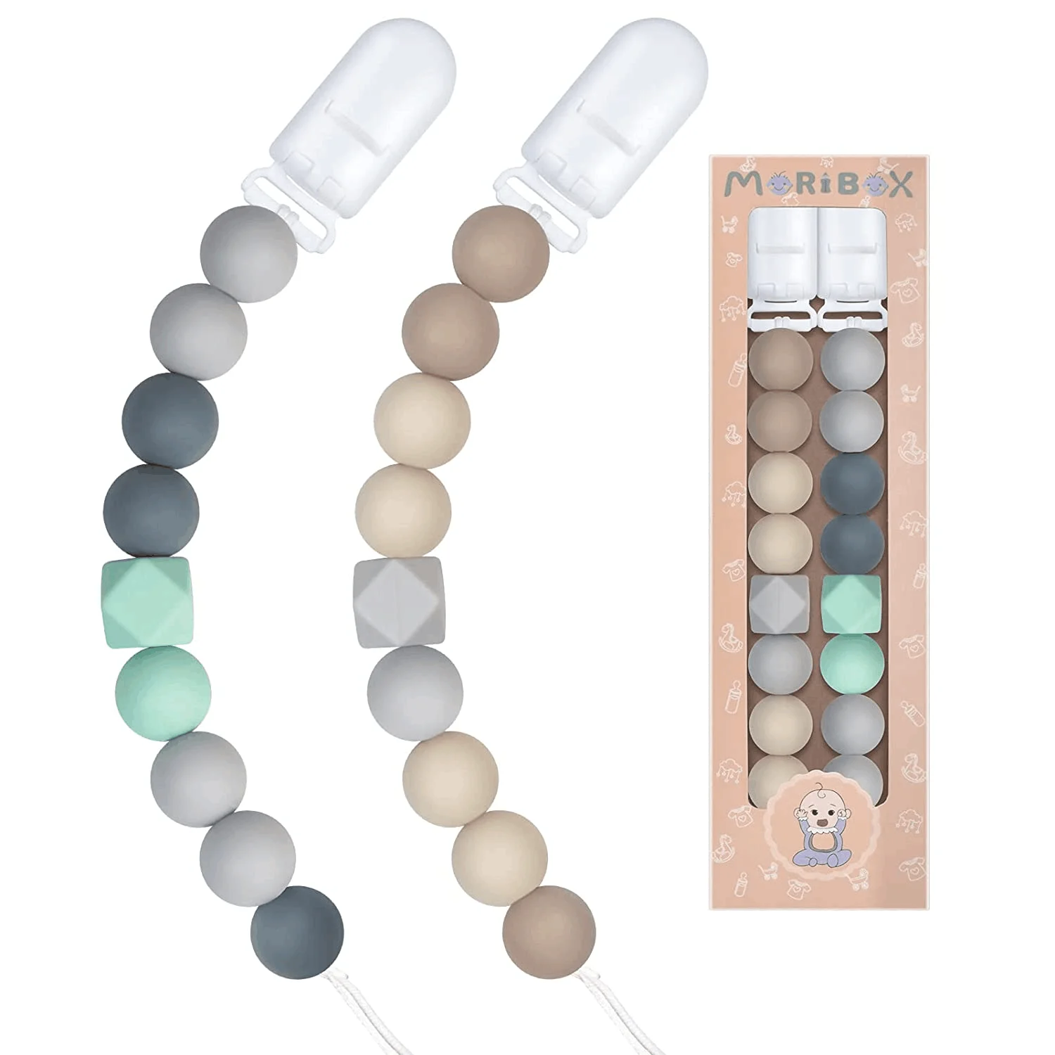 Factory Wholesale Silicone Beaded Baby Pacifier Clip Fall-Proof Infant Teether Feeding Accessories