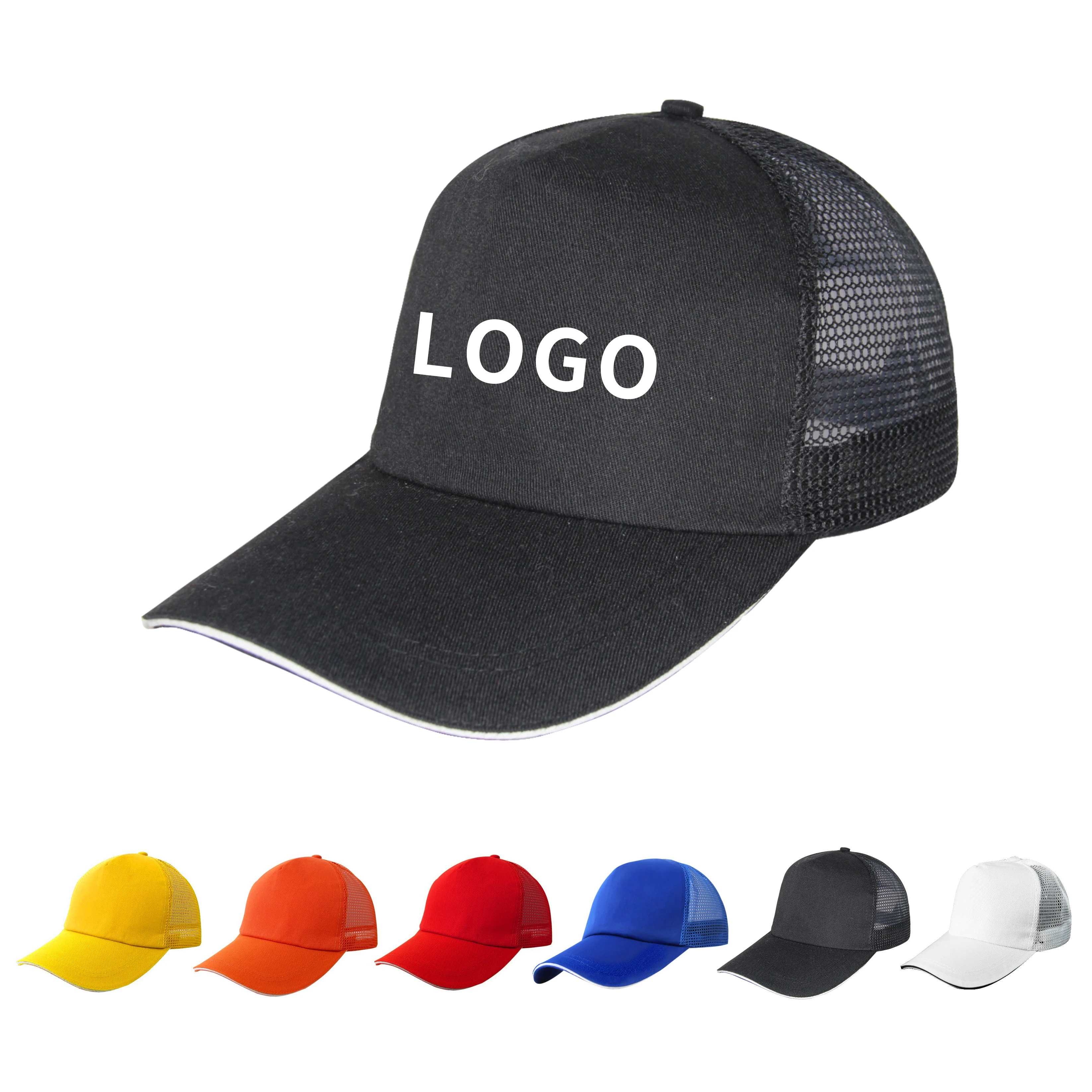 Custom Cheap 5 Panel Blank Mesh Sports Cap Embroidery Sublimation Print Custom Logo Advertising Trucker Hat