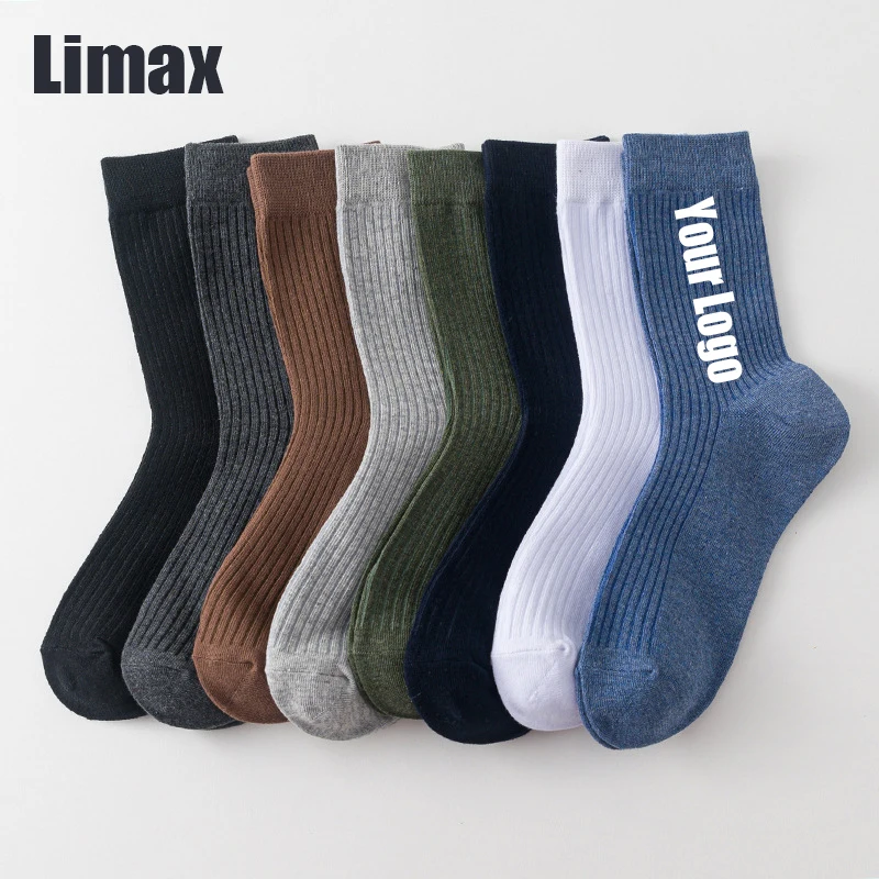Custom print cotton socks embroidery custom logo socks oem men private label designer blank plain crew socks sublimation blank