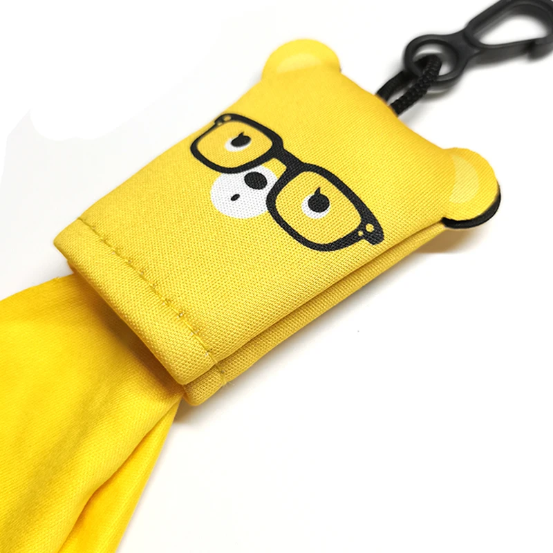 Cartoon shape Logo printed microfiber lens cleaning cloth keychain pouch for glasses camera and screen