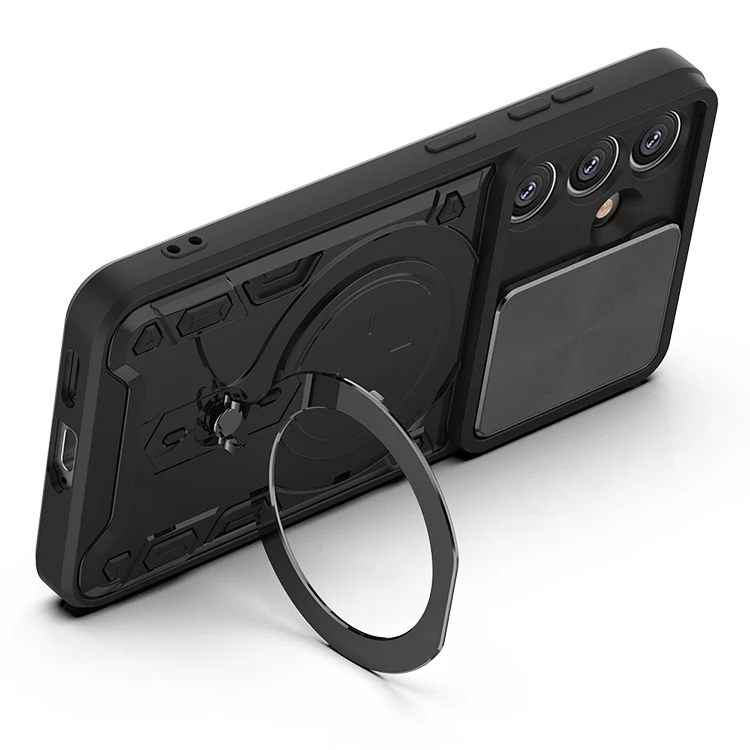 For Samsung Galaxy S25 case fundas para celular camera slide cover mobile phone case with round kickstand