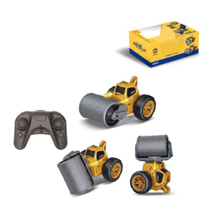 Promotion High Quality 2.4G Remote Control Rc 360 Rotating Engineering Vehicle Road Roller Car For Kids