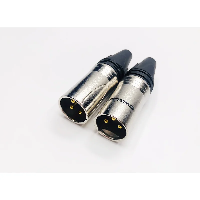 XLR Male Mic Plug Audio Cable Connector Nickeled Plated OFC Plug Audio Socket Snack Plug DMX 3 Pin XLR-M Microphone Connector