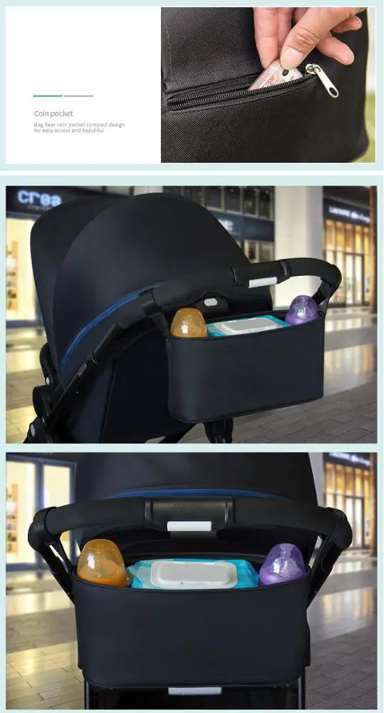 Diaper Bag with Shoulder Strap Baby Stroller Organizer  Bottle Holder and Storage Pocket