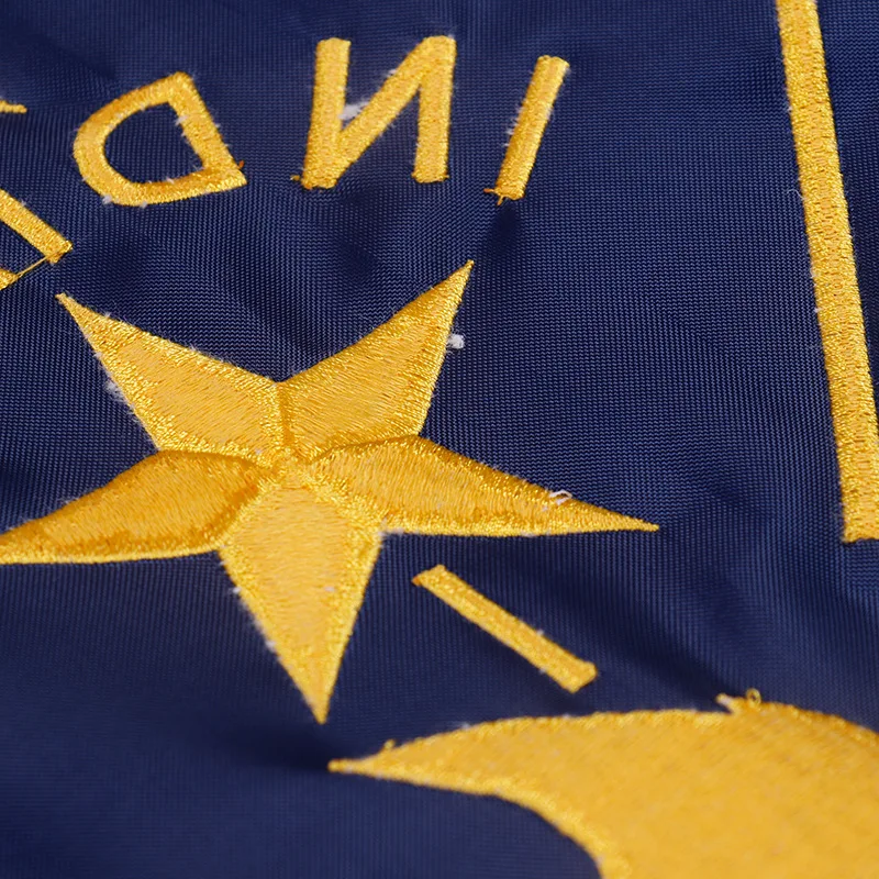 High quality 3x5ft 210D nylon embroidery Indiana flag custom flag