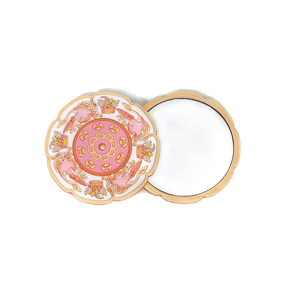 Custom Luxury Hard Soft Enamel Pocket Mirror Mini Make Up Hand Mirror for Wedding Gift