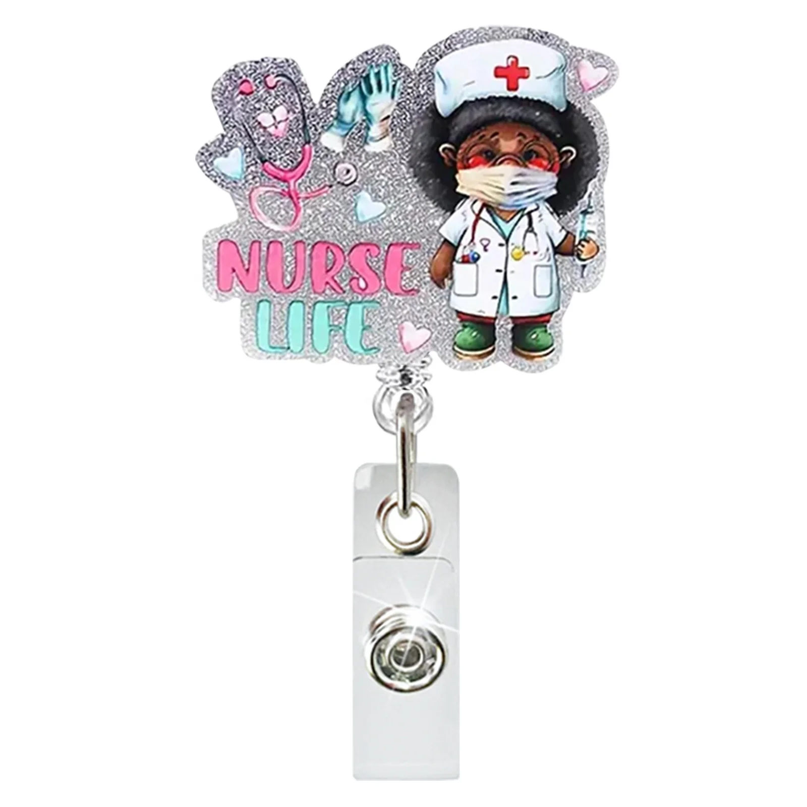Scrub Life Glitter Nurse  Badge Holder Medical Series Nursing Student Acrylic Badge Reel Nurse Gifts Items