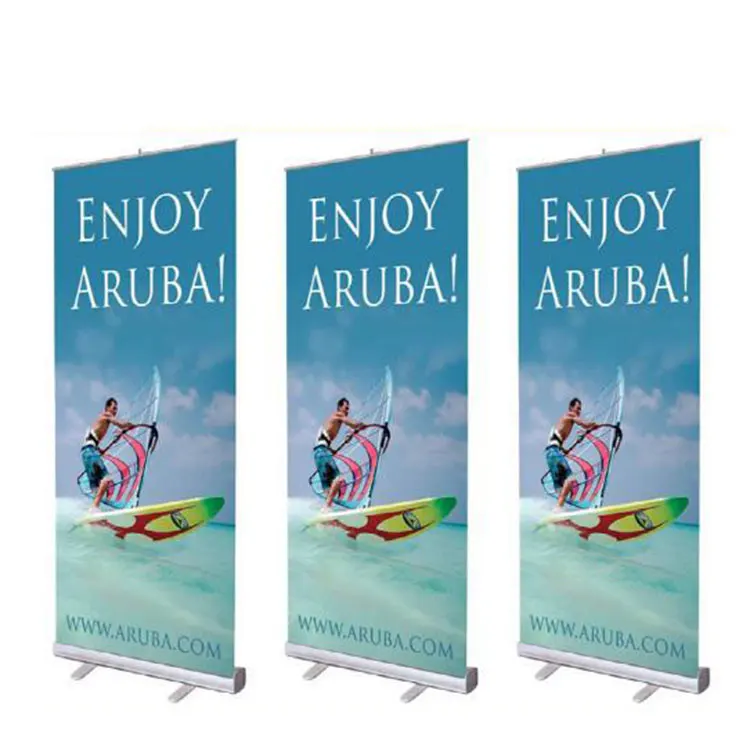 Customized Logo Printing Advertising Portable Retractable Roll up Banner Stand Aluminum Roller Banner Puller Banner