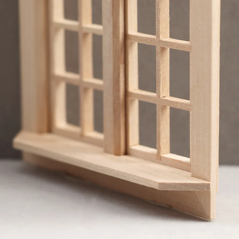 Mini Furniture Doll House Window Frame Model Decoration Miniature Window Frame Wooden Window for Dollhouse