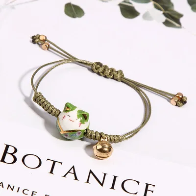 Ceramic cat bracelet fresh student girlfriends hand woven lucky cat transfer red rope bracelet AG1364