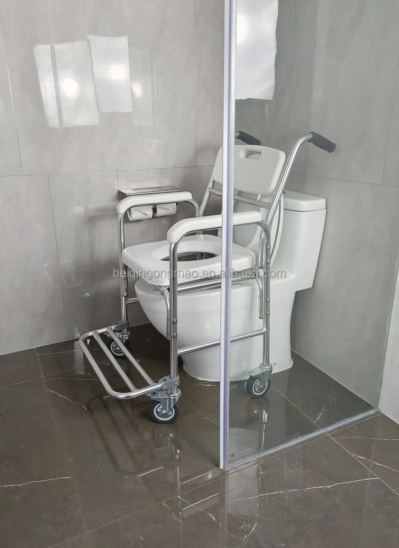 BeiQin7002B  Disabled bathroom shower commode hospital patient medical toilet chair with wheels