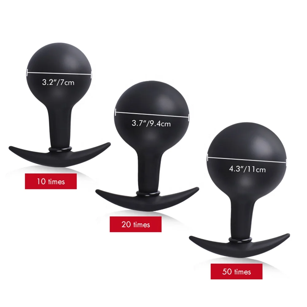 Inflatable Butt Plug with Detachable Needle,Steel Ball Included Silicone Anal Plug for Man and Women
