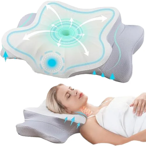 Beezin Butterfly Polyurethane Knitted velvet Fabric Grey Shape Sleep Orthopedic Neck Support Pillow Memory Foam Washable