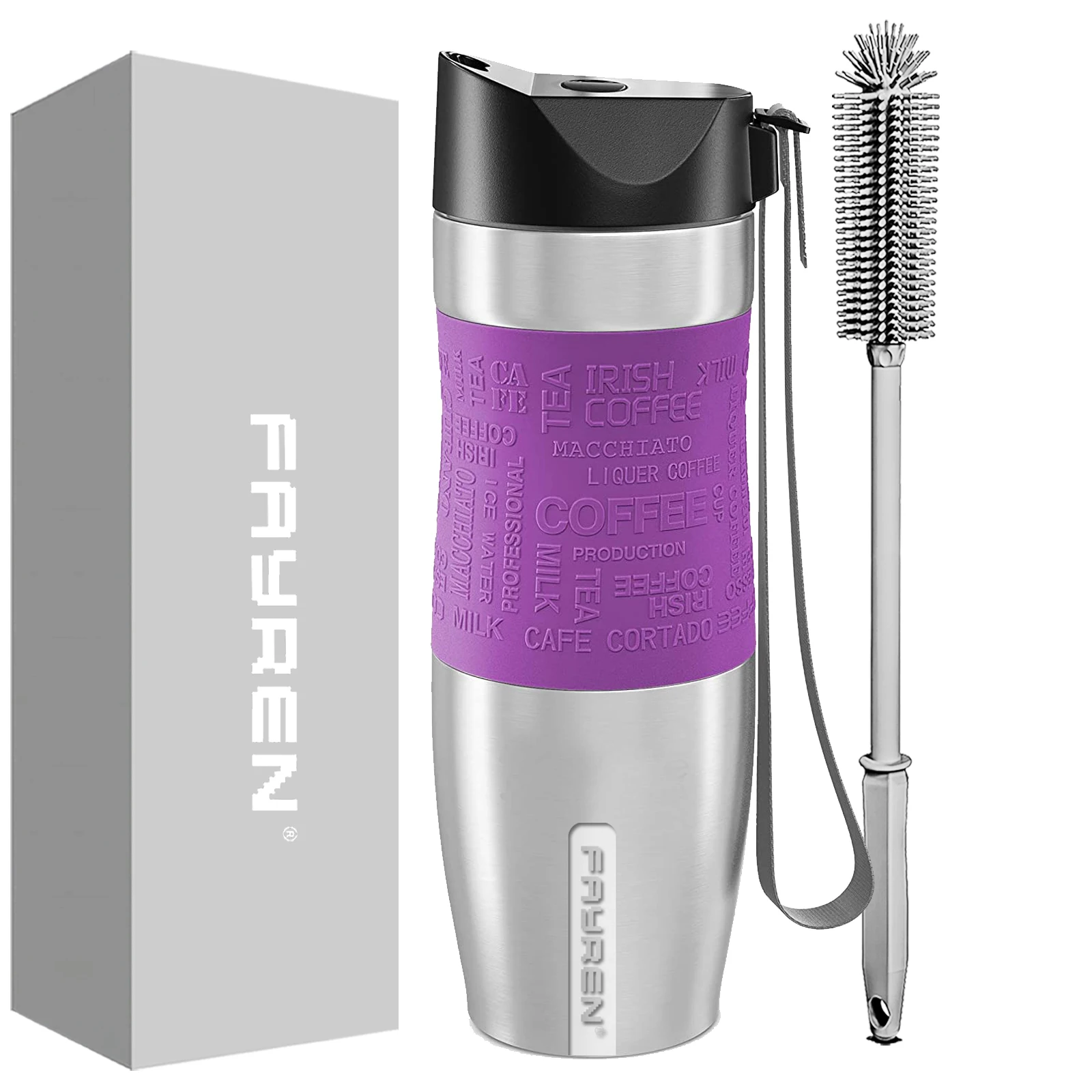 Manufacturer Well Made Insulated Cup With Press Lid 100% Leak-proof Double Wall 304 Stainless Steel Travel Mug With Handle Rope