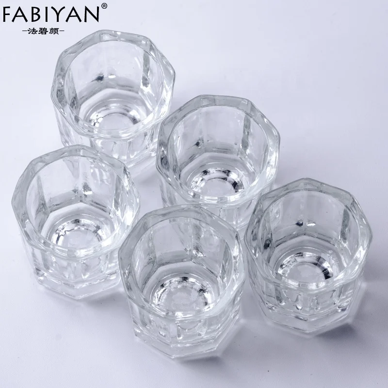 Nail Art Mini Glass Mixing Dish Cup for Eyebrow Tint Crystal Nail Glass Cup for Nail Art Acrylic Liquid Powder Acetone
