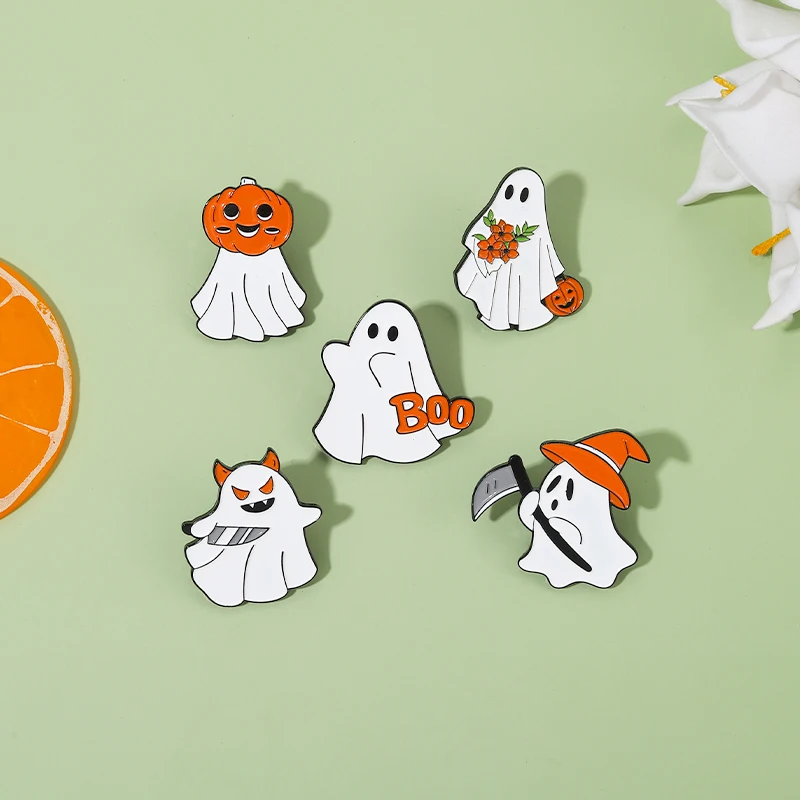 Halloween Punk Enamel Pins Cute Ghost Pumpkin Brooch Lapel Pin Badges Backpack Gift for Friends Kids Jewelry Accessories