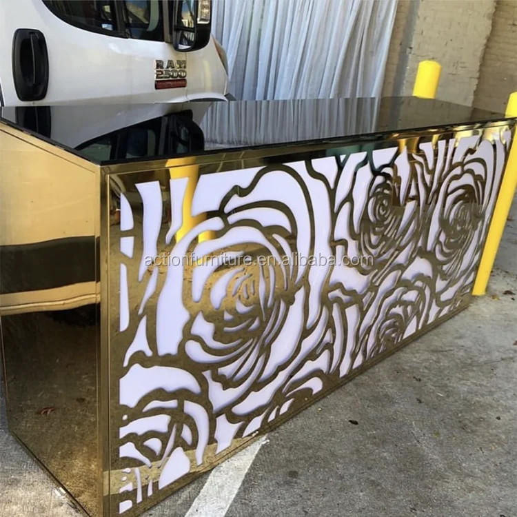 Stainless Steel Acrylic Flower Decorative Bar Counter Table Wedding Wine Table For Sale