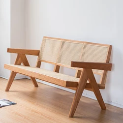 TPZ075 wholesale modern design wood luxury rattan leisure chair home furniture two seat wooden living room chairs