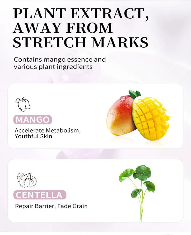 OEM ODM Natural Organic Mango Stretch Mark Repair Cream Maternity Fades Postpartum Fat Growth Orange Peel Scar Remover Skin Care