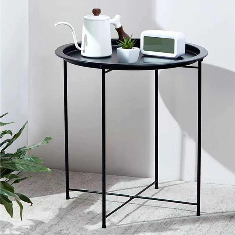 Best Sale  Luxury Living Room Metal Round Tray Coffee Tables Simple Folding Side End Table
