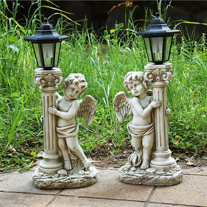 
Factory direct supply resin antique Angel Garden ornaments indoor and outdoor solar garden landscape decoration crafts 