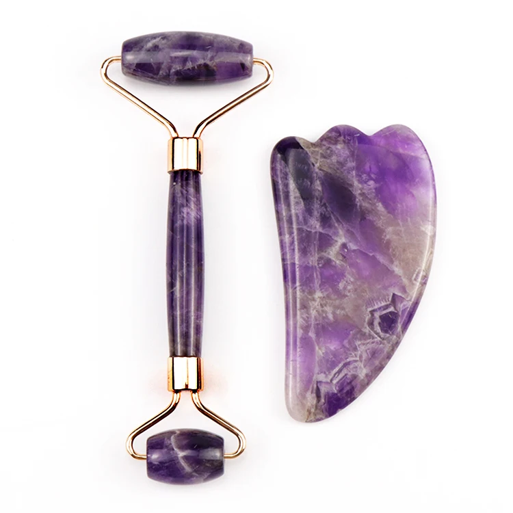 
100% Premium Quality Natural Massage Real New Amethyst Jade Facial Roller Of Custom Logo 