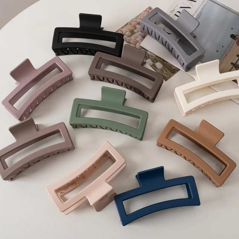 10.5 cm Solid  color Matte Hair Claw Clip Large Plastic Clamp Non-Slip Strong Claw Hair Jaw Clip for Women Girls Accessories
