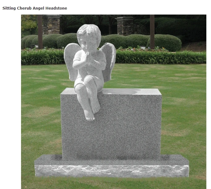 Carving Angel heart shape China light grey granite Headstone for babies