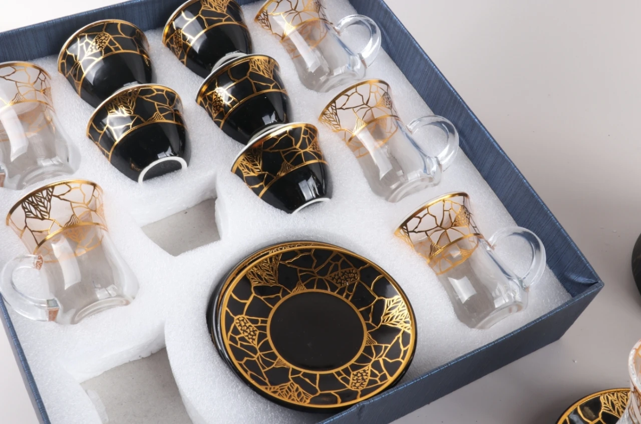 Fast Shipment Arabic Coffee Dallah And Tea Flask Royal Insulated Flask Vacuum1.0L+0.7L FLASK 75ML Cawa cup 120ML Glass cup