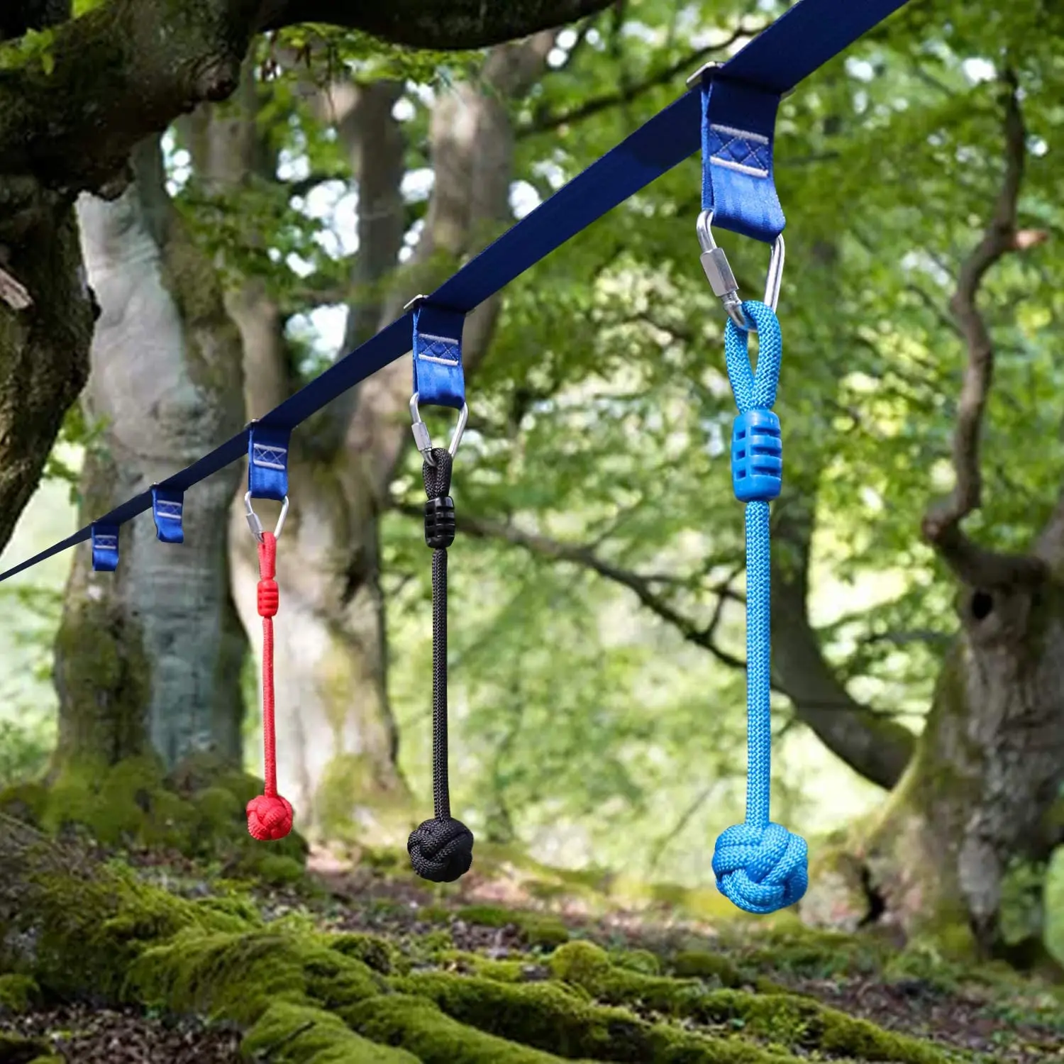 Kids kit set Slackline Swing knot rope Bar outdoor Backyard Obstacle course monkey bar