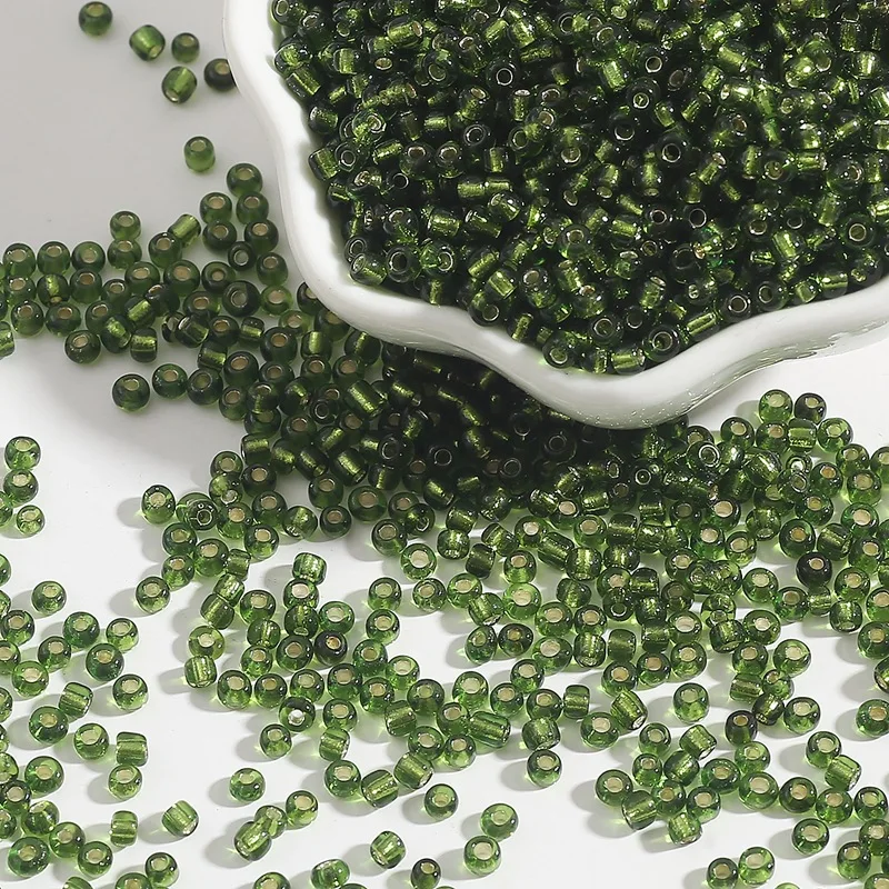 20 Colors Jewelry Findings Making DIY Rice Beads Loose Beads Silver-Filled Series Glass Rice Beads